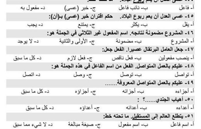 مراجعات نهائية.. تحميل 300 سؤال وإجابتها في النحو الصف الأول الثانوي